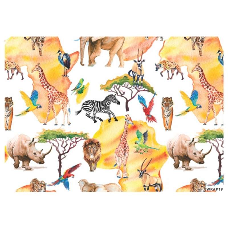 Gift Wrap Sheet - Animal Africa Map