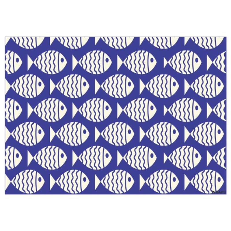 Gift Wrap Sheet - Blue Cream Fish