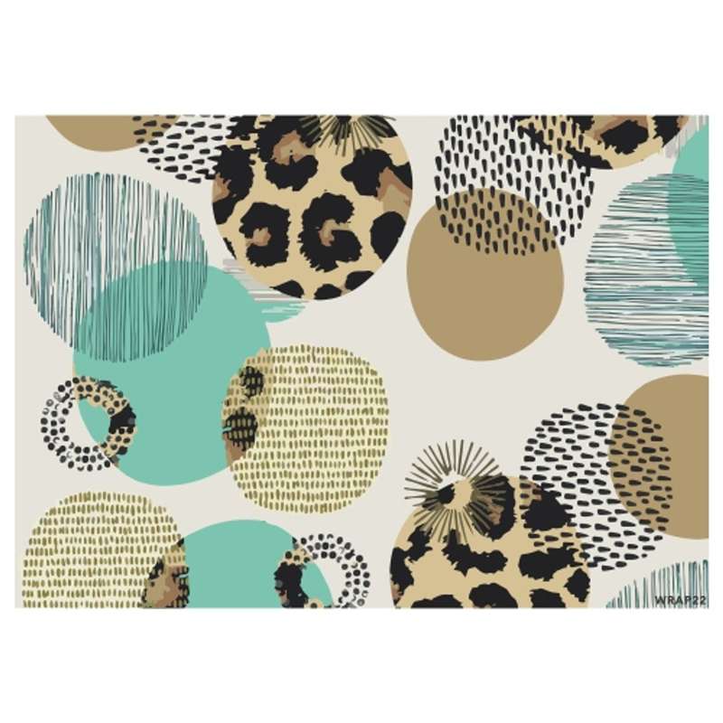 Gift Wrap Sheet - Brown Blue Leopard Circle