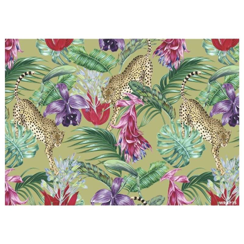 Gift Wrap Sheet - Floral Cheetah