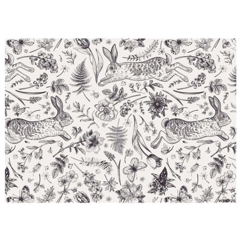 Gift Wrap Sheet - Floral Pattern Rabbit