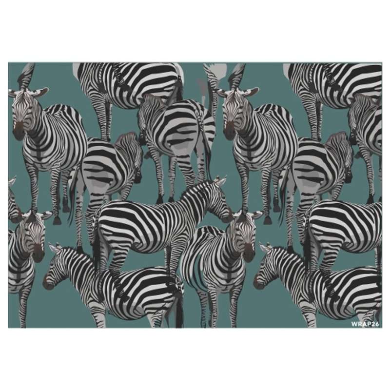 Gift Wrap Sheet - Green Zebra