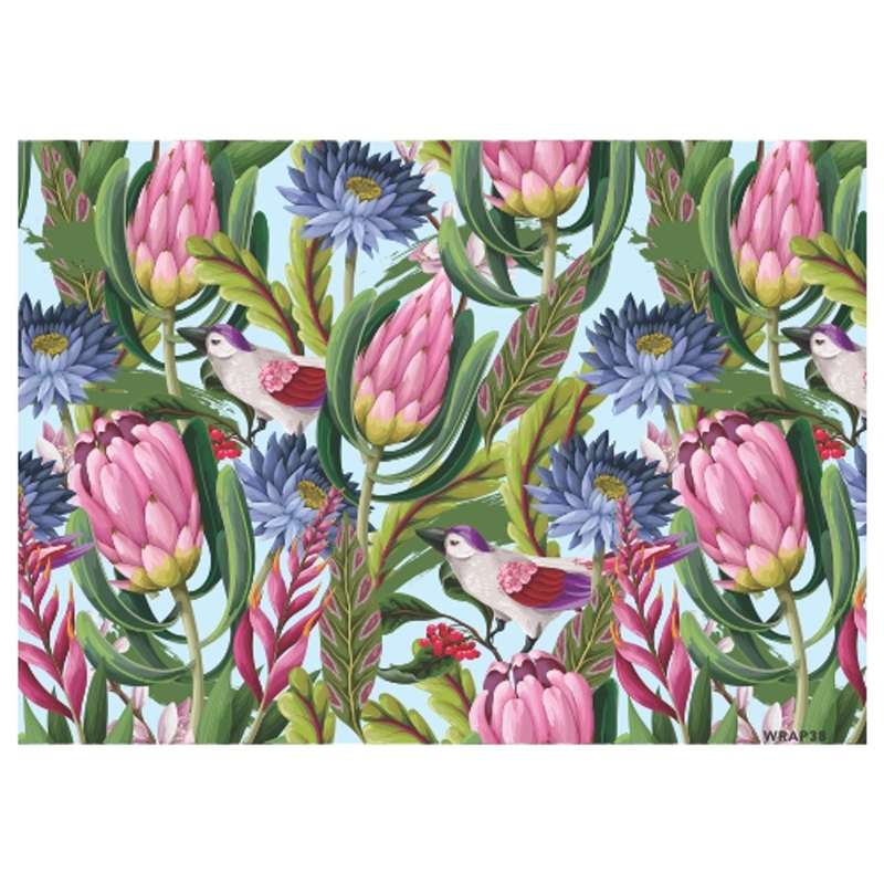 Gift Wrap Sheet - Trendy Floral With Birds