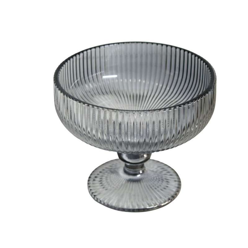 Glass Bowl Box of 6 - Chrome Silver Line Pattern