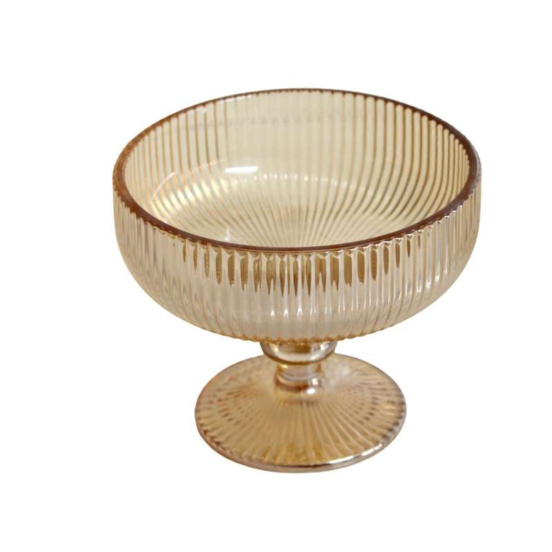Glass Bowl Box of 6 - Light Yellow Line Pattern
