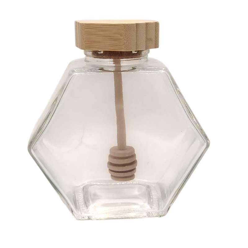 Glass Honey Pot, Wooden Lid And Spoon - 380ml