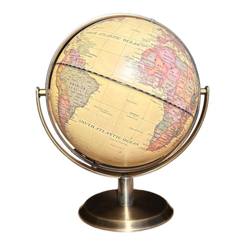 Globe - Retro Earth, Gold Fixtures 20cm