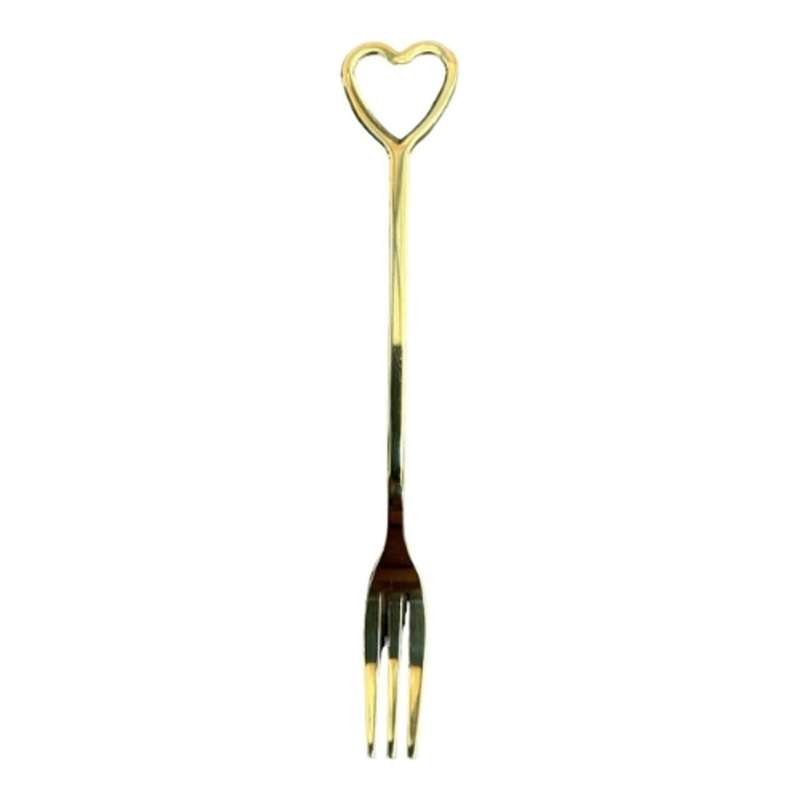 Gold Cake Fork Pack Of 6 - Heart