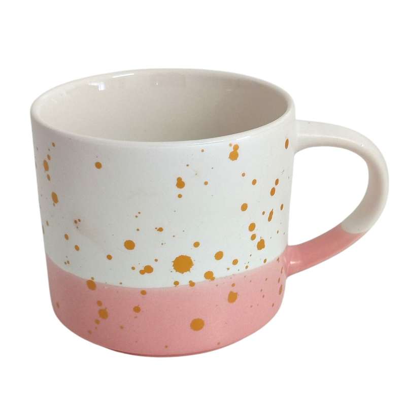 Gold Speckle Elegant Ceramic Mug with Pink Accent