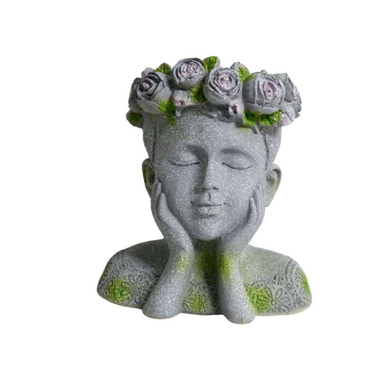 Grey And Green Girl Flower Crown Planter
