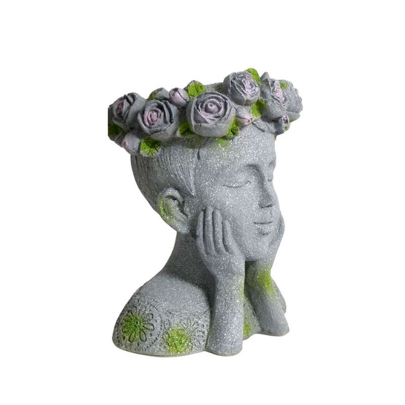 Grey And Green Girl Flower Crown Planter
