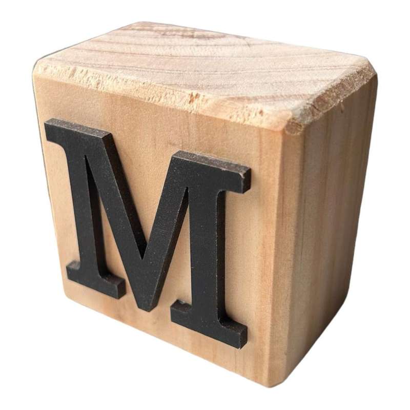 Handcrafted Rustic Black Wooden Letter M