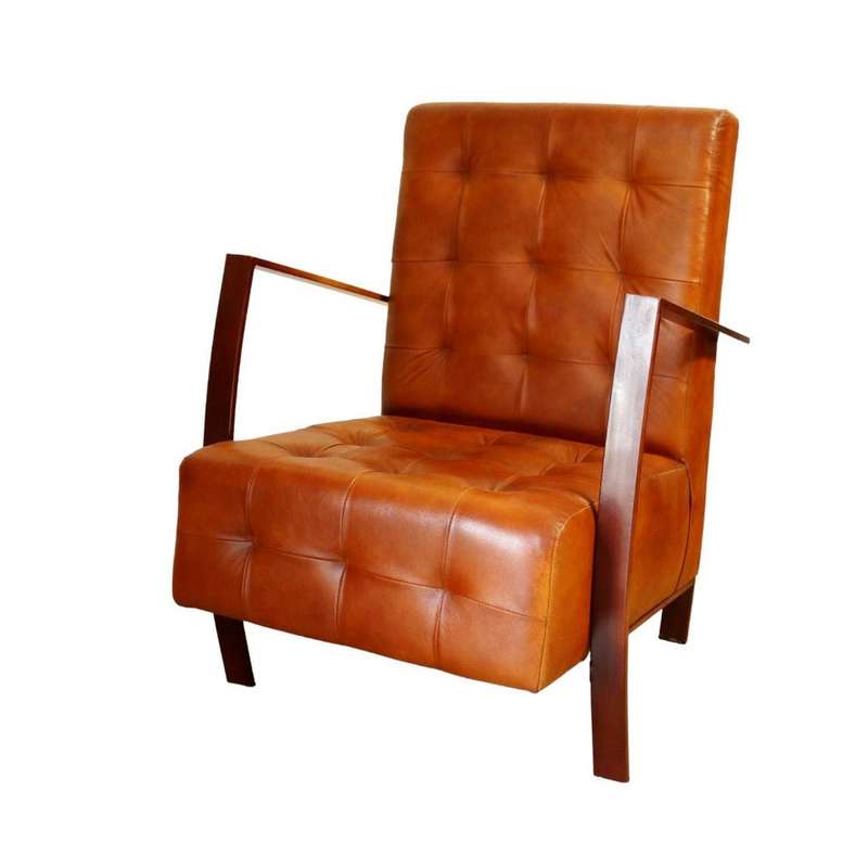 Industrial Elegance: Iron & Leather Accent Chair