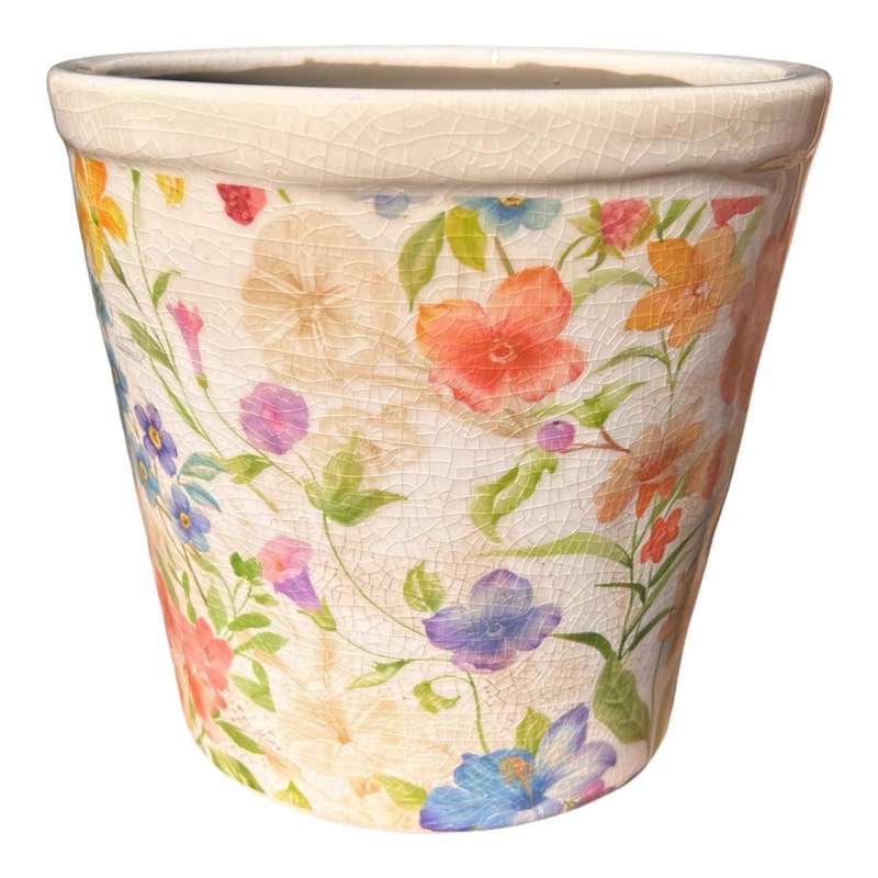 Large Ceramic Pot - Flowers