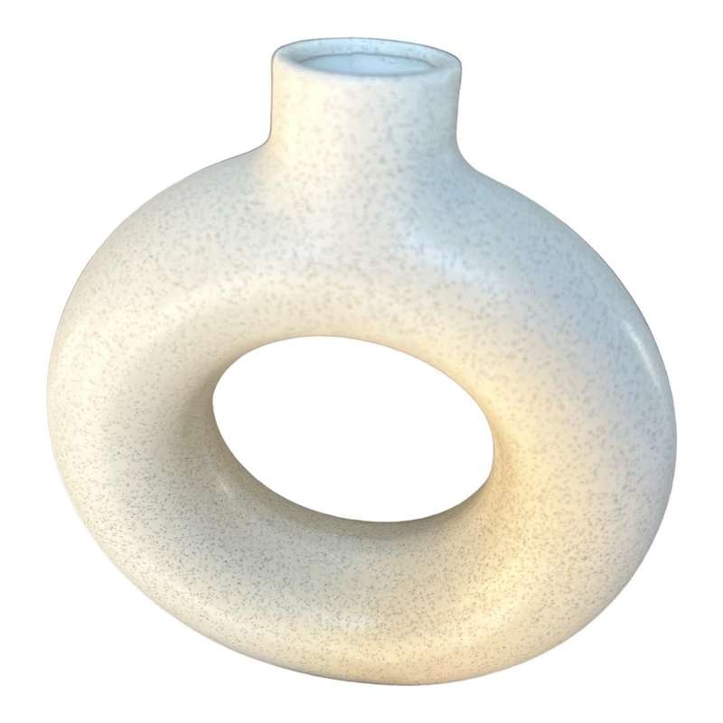 Large Ceramic Vase - White Hollow Doughnut