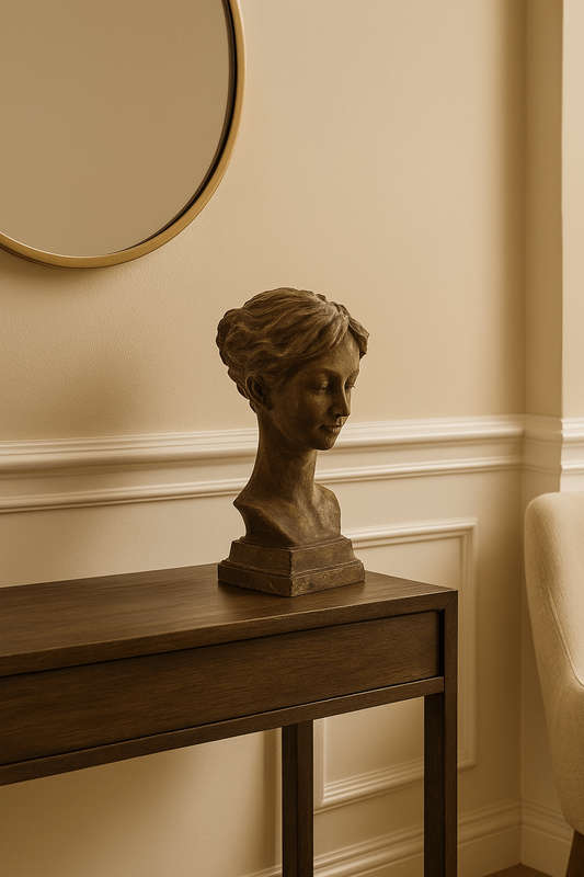 Large Gold And Grey Female Statue