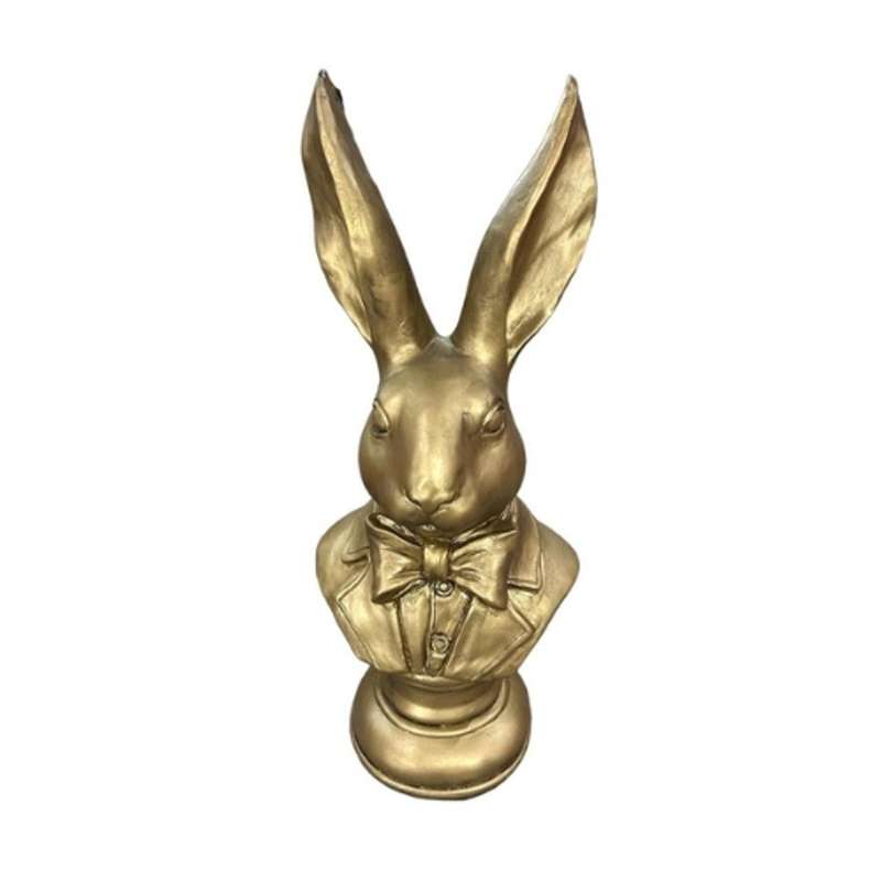 Large Gold Tuxed Bunny Head Statue