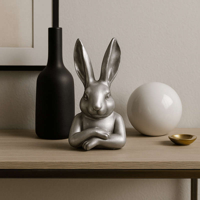 Large Grey Crossed Arm Bunny