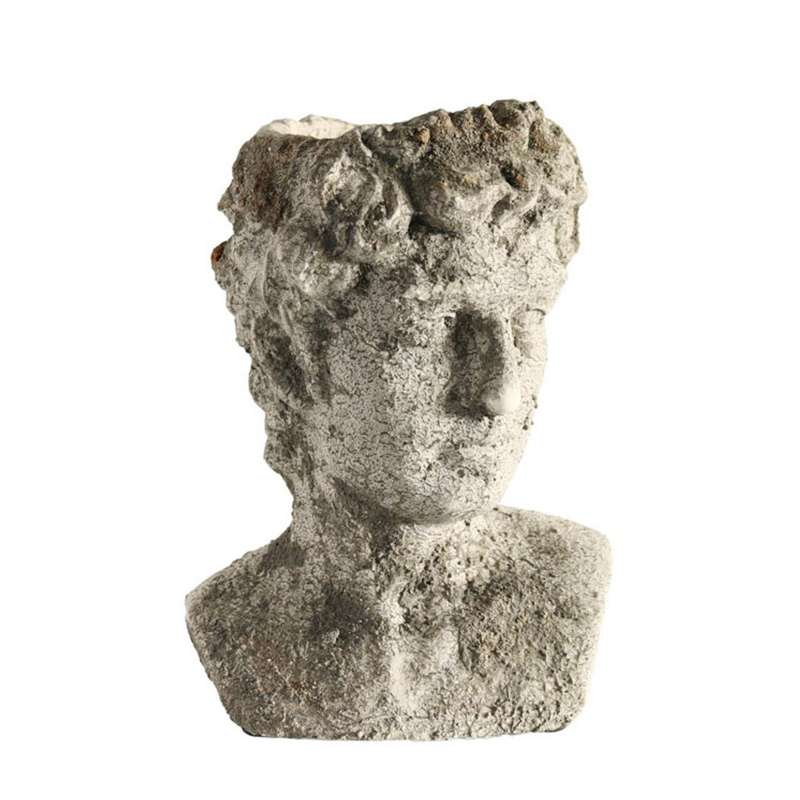 Large Rough Ceramic Grey Male Bust