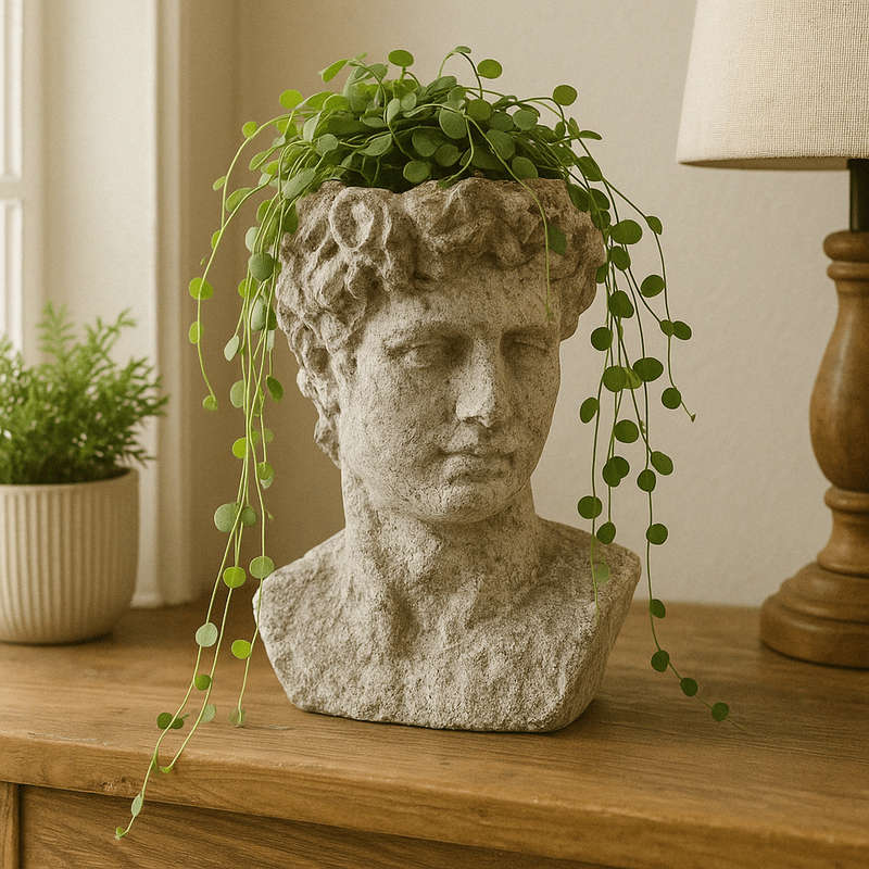 Large Rough Ceramic Grey Male Bust