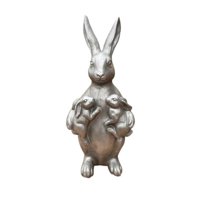 Large Silver Bunny Holding Kids