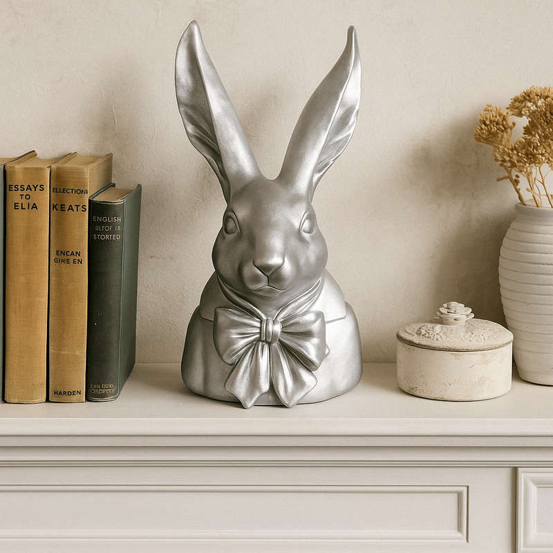Large Silver Gentleman Bunny Bust