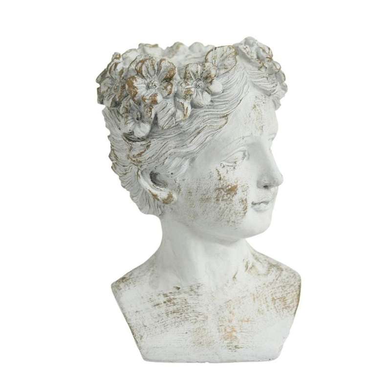 Large White And Gold Ceramic Female Bust