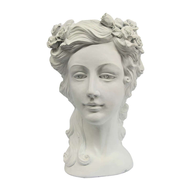 Large White Polyresin Female Bust Planter