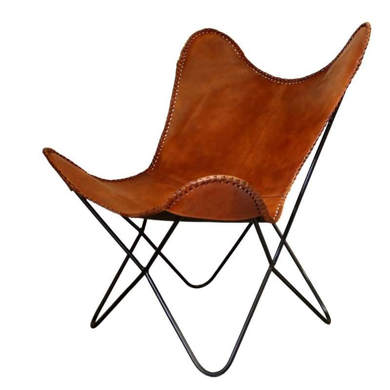 Leather Iron Butterfly Chair