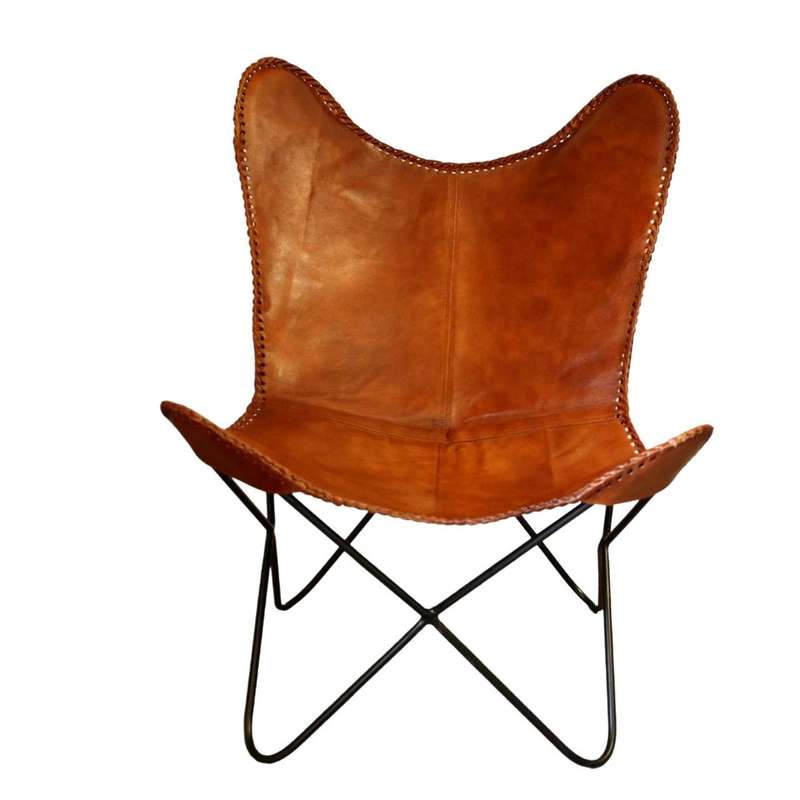 Leather Iron Butterfly Chair