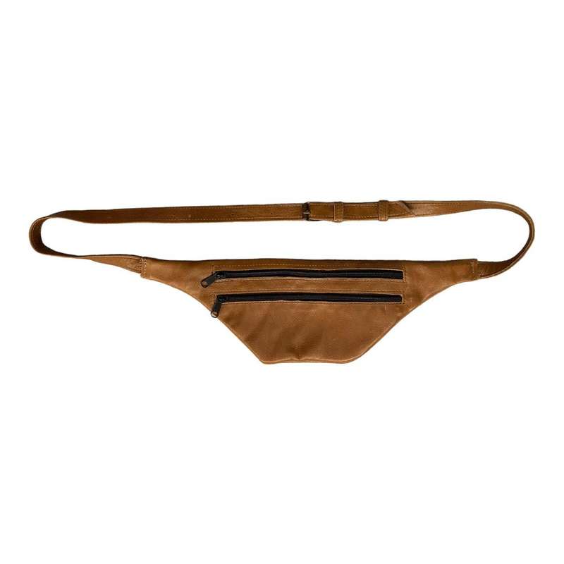 Leather Three Zip Moon Bag