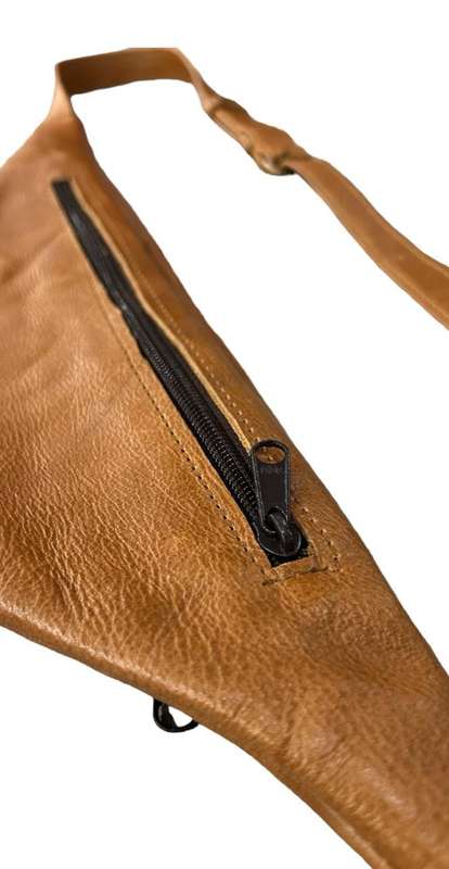 Leather Three Zip Moon Bag