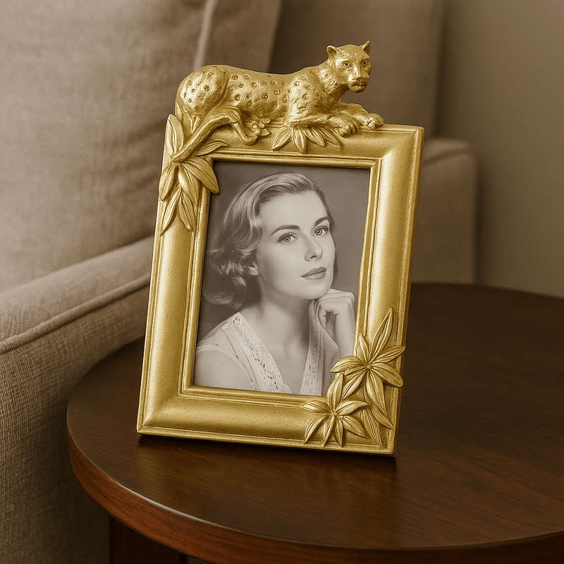 Leopard Pattern Gold Photo Frame
