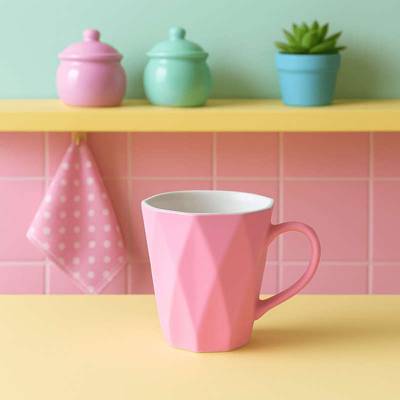 Light Pink Diamond Pattern Ceramic Mug