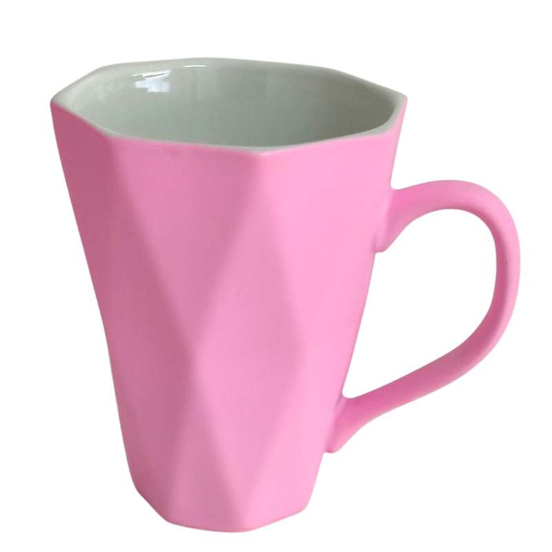 Light Pink Diamond Pattern Ceramic Mug