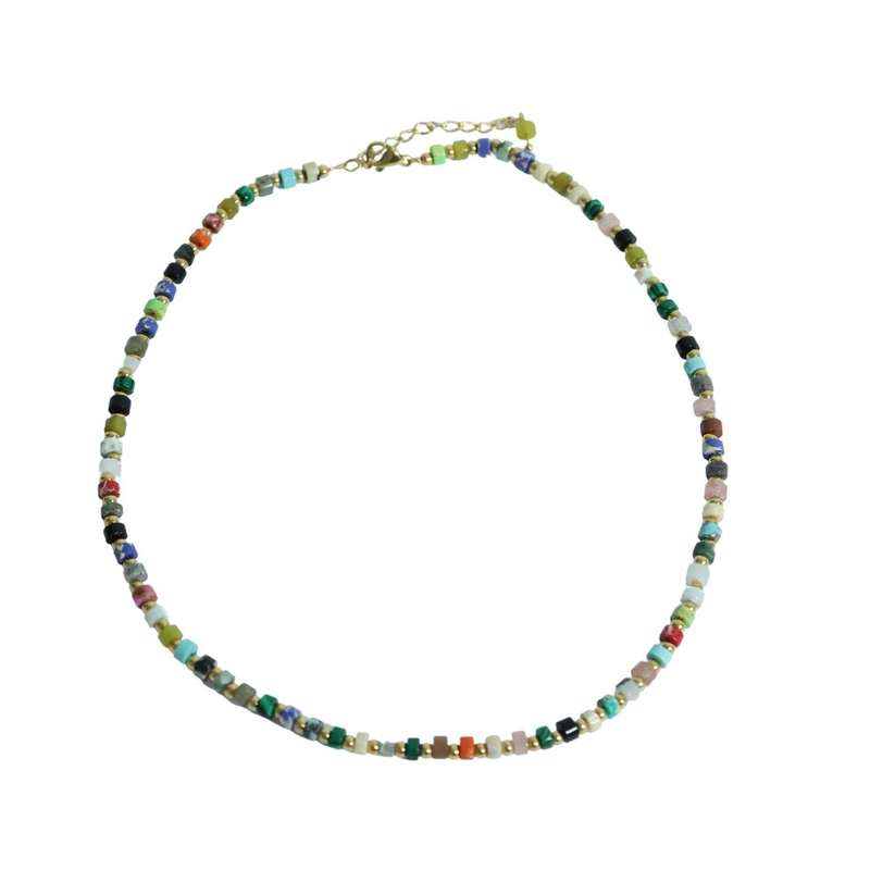 Necklace - Assorted Colourful Round Disk Beads