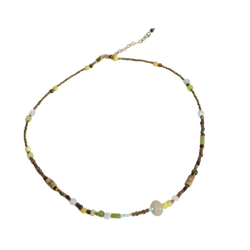 Necklace - Shades Of Autumn And Centre Round Stone