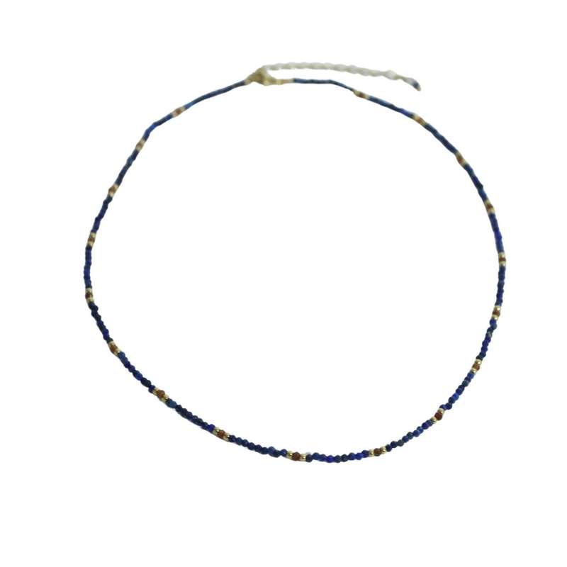 Necklace - Shades Of Blue Beads, Gold Accents