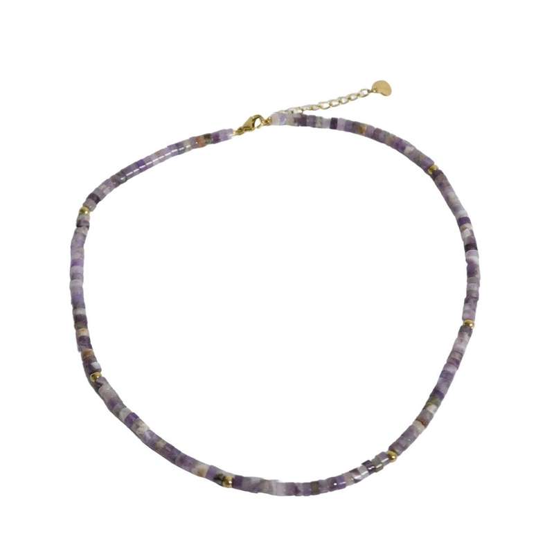 Necklace - Shades of Purple And Gold Beads