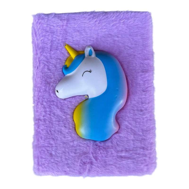 Notebook A5 - Purple Fluffy, Unicorn Head