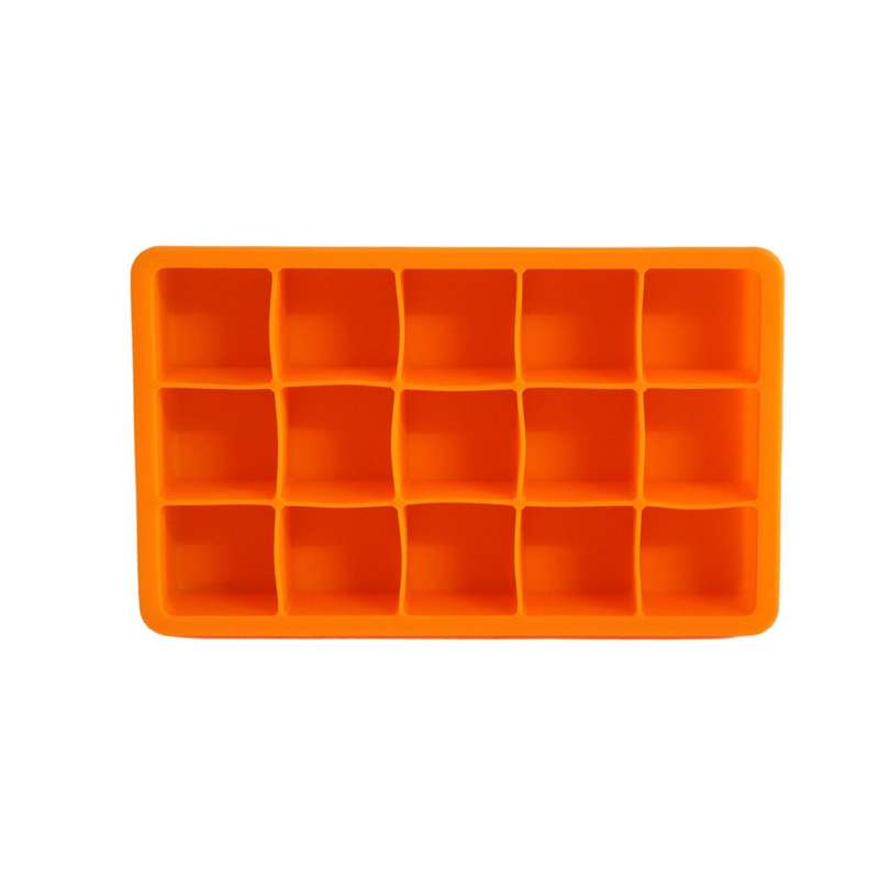 Orange Silicone Ice Cube Tray with 15 Cubes