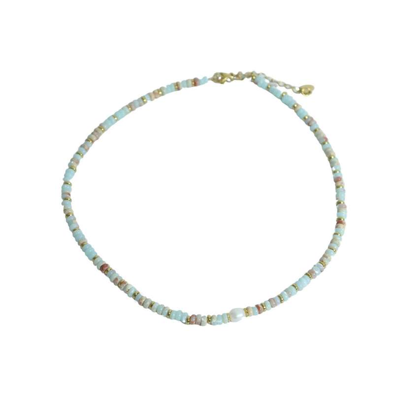 Pearl, Shades of Pink Oval Beads, Gold Accents