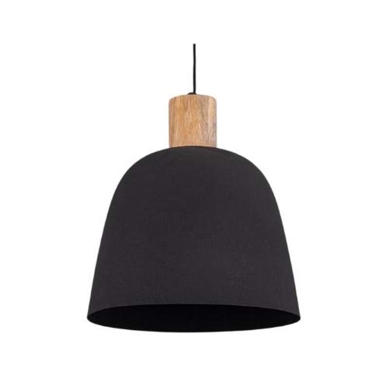 Pendant Lamp - Black And Wood Drop