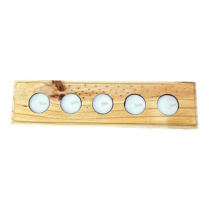 Plain Wooden 5 Tealight Candle Holder