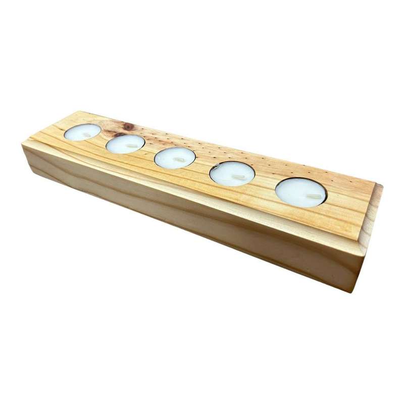 Plain Wooden 5 Tealight Candle Holder