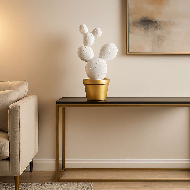 Plant Craft - White & Gold Cactus