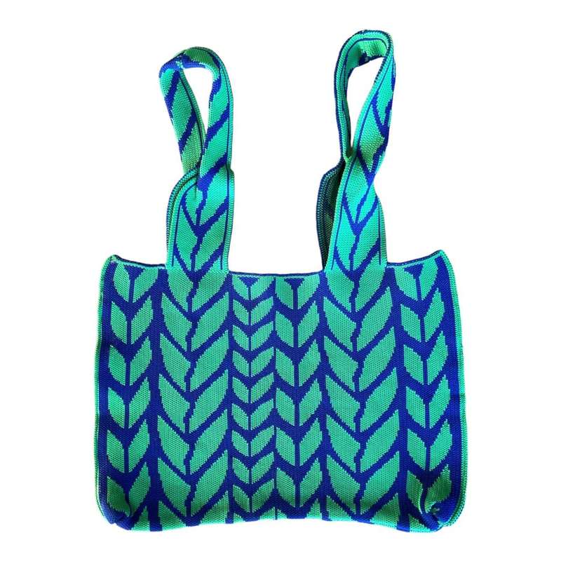 Polyester Handbag - Green Leaves And Blue