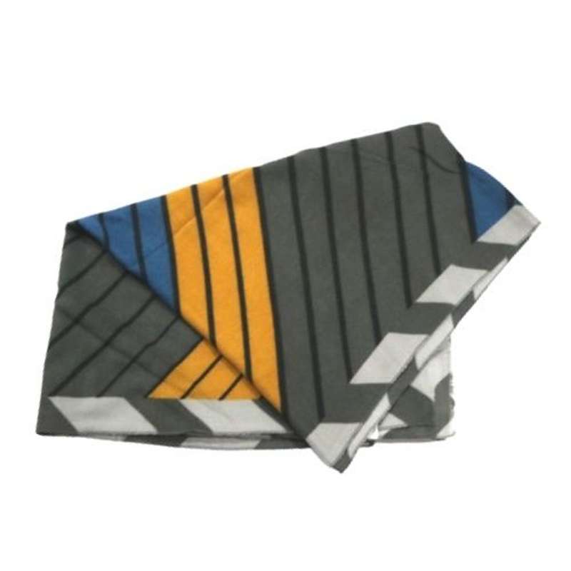 Polyester Scarf - Blue Grey Yellow Stripes