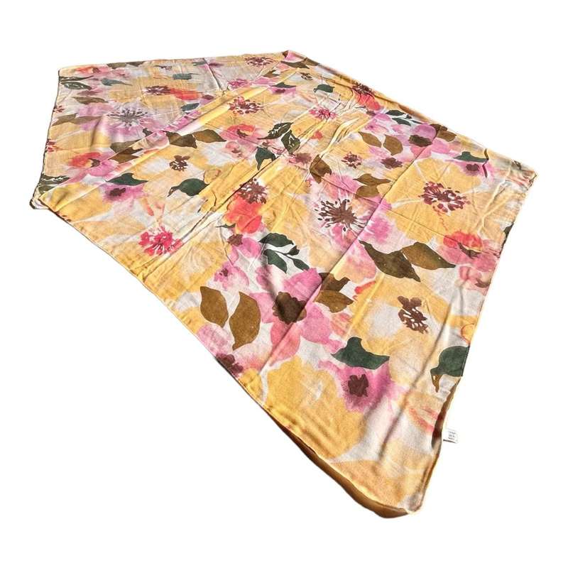 Polyester Scarf - Large Yellow And Peach Flowers