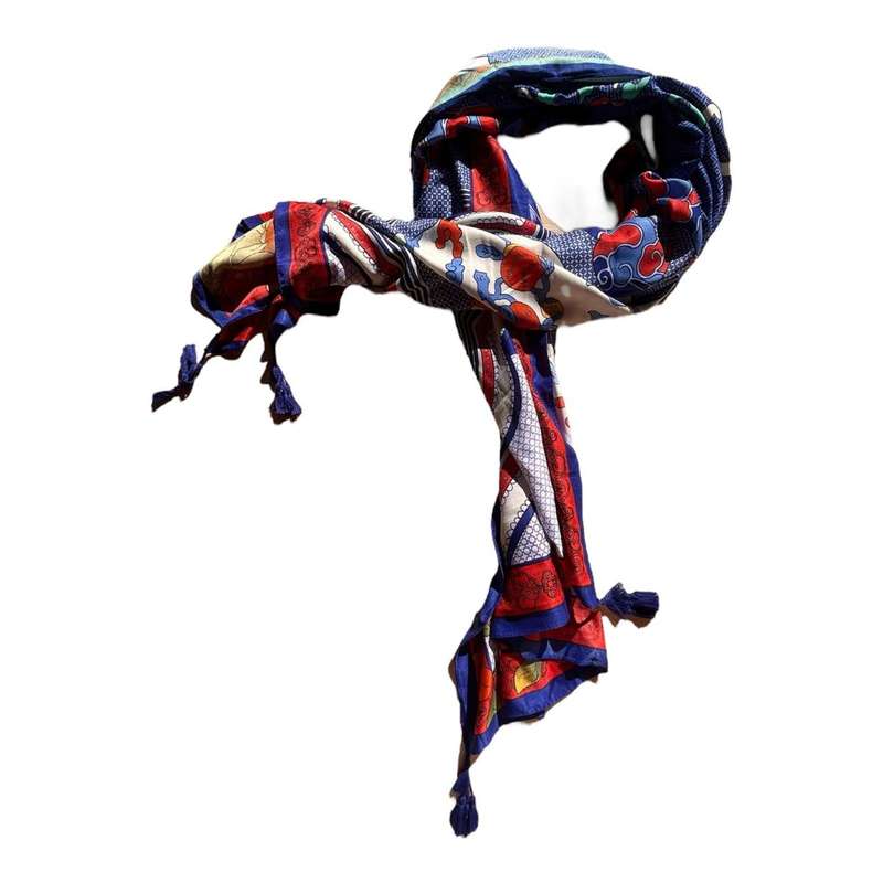 Polyester Scarf - Peaches, Red And Blue